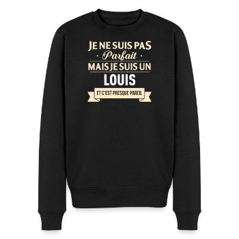 Je Ne Suis Pas Parfait Mais Je Suis Un Louis Et... - Pull Premium bio Homme - noir - Devant - Nico (187cm)