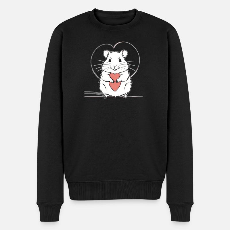 Herz Hamster Liebesdesign - Männer Premium Bio Pullover - Schwarz