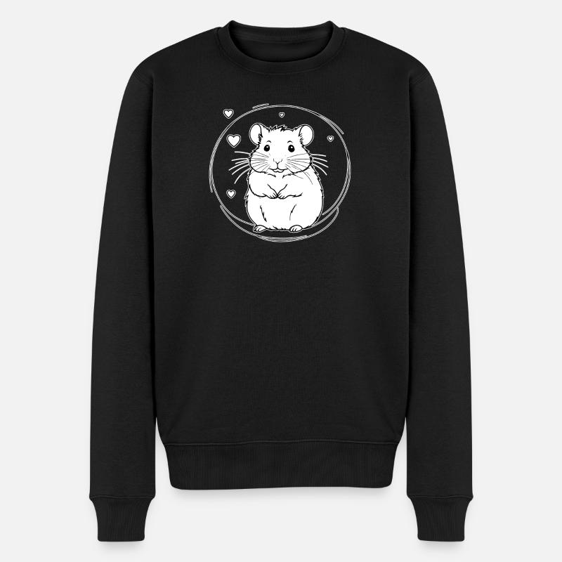 Herz-Hamster im Kreis - Männer Premium Bio Pullover - Schwarz