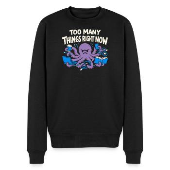 Funny Octopus Overstimulated - Men's Premium Organic Jumper - black - Front - Nico (187cm)