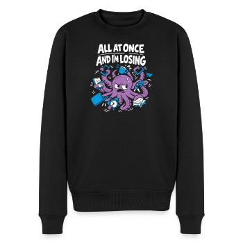 Funny Octopus Overstimulated - Men's Premium Organic Jumper - black - Front - Nico (187cm)