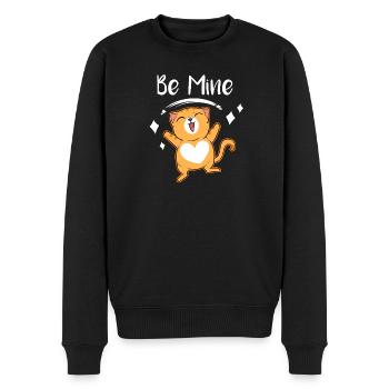 Be Mine Katzenfreude Herz Kätzchen Liebe  - Männer Premium Bio Pullover - Schwarz - Vorne - Nico (187cm)