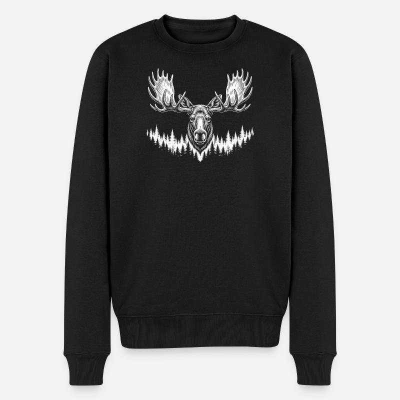 Elch - Männer Premium Bio Pullover - Schwarz