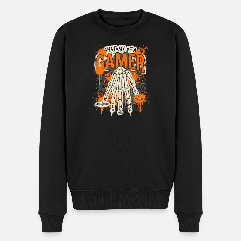 Anatomie eines Gamers - Männer Premium Bio Pullover - Schwarz