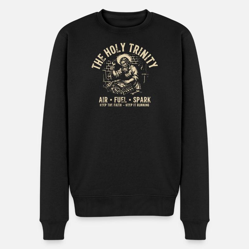 Holy Trinity Motor T-Luft-Kraftstofffunke - Männer Premium Bio Pullover - Schwarz