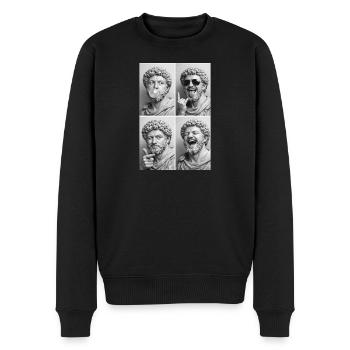 Marcus Aurelius Collage - Männer Premium Bio Pullover - Schwarz - Vorne - Nico (187cm)