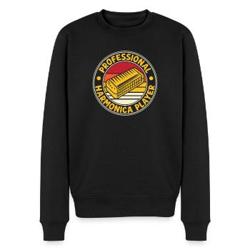 Funny Harmonica Player Professional Harmonica - Männer Premium Bio Pullover - Schwarz - Vorne - Nico (187cm)