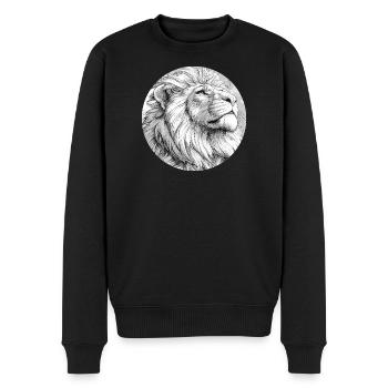 Löwe Zeichnung - Männer Premium Bio Pullover - Schwarz - Vorne - Nico (187cm)