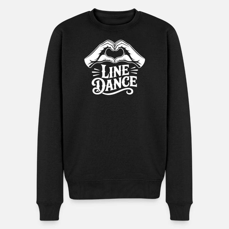 Line Dance Herzhand Logo - Männer Premium Bio Pullover - Schwarz