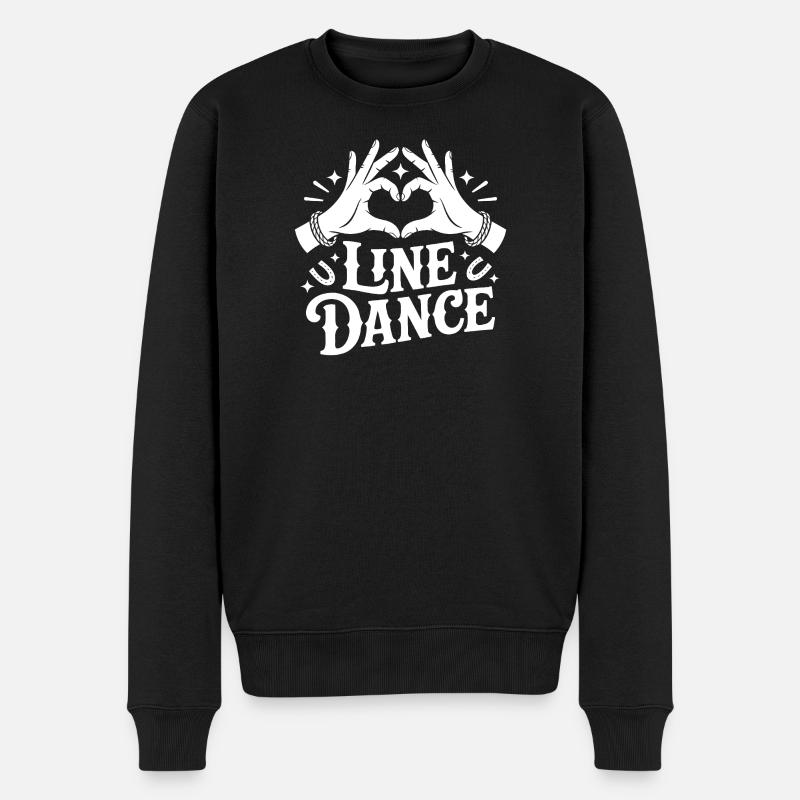 LineDance Herzhand Grafik - Männer Premium Bio Pullover - Schwarz