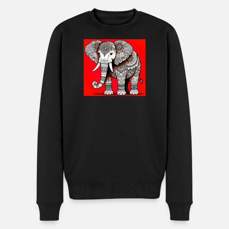 Elefant - Männer Premium Bio Pullover - Schwarz