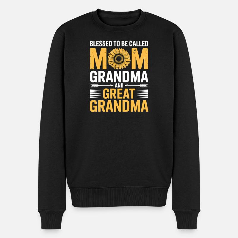Maman Grand-mère Tournesols Design - Pull Premium bio Homme - noir