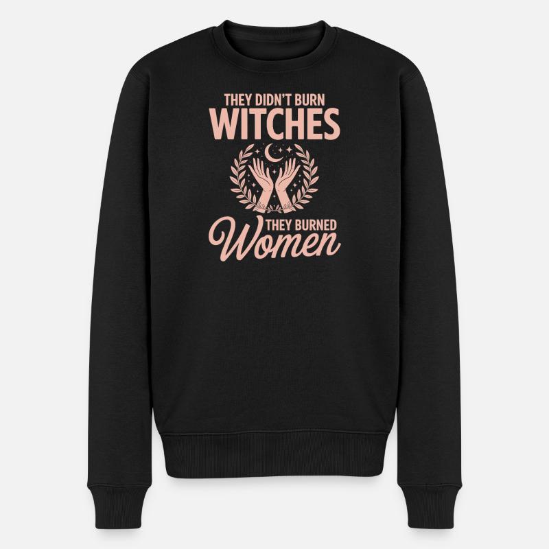 Nicht verbrannt, Frauenkraft - Männer Premium Bio Pullover - Schwarz