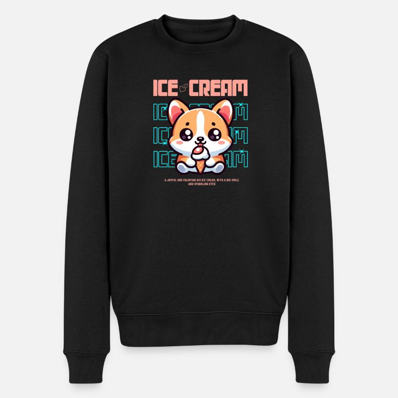 Niedlicher Eiscreme Welpe - Männer Premium Bio Pullover - Schwarz