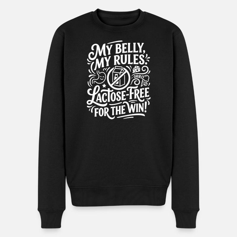 Laktosefrei Bauch Regeln Humor - Männer Premium Bio Pullover - Schwarz