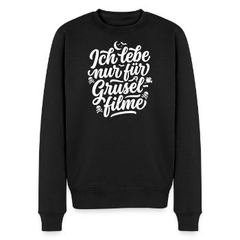 Ich lebe nur für Grusel Filme - Männer Premium Bio Pullover - Schwarz - Vorne - Nico (187cm)