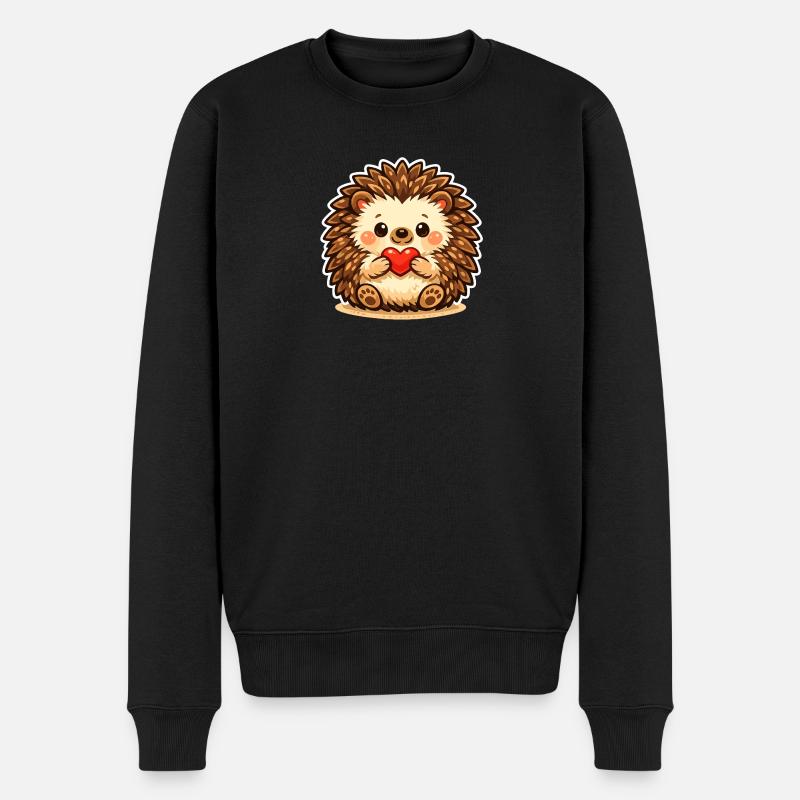 Kuscheliger Igel mit Herz - Männer Premium Bio Pullover - Schwarz
