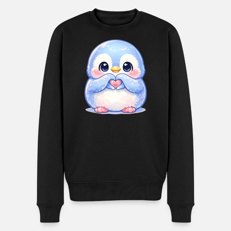 Zarter Pinguin Herzfreund - Männer Premium Bio Pullover - Schwarz