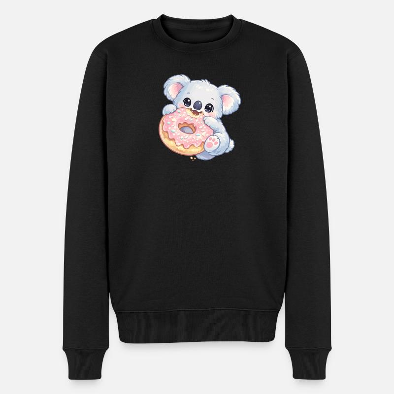 Kuschelkoala mit Donut - Männer Premium Bio Pullover - Schwarz