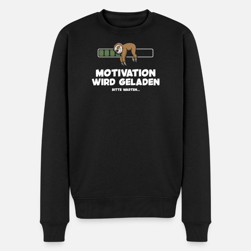 Motivation wird geladen Faultier Faultiermotiv - Männer Premium Bio Pullover - Schwarz