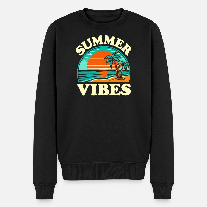 Sommer Vibes Strandsonne - Männer Premium Bio Pullover - Schwarz