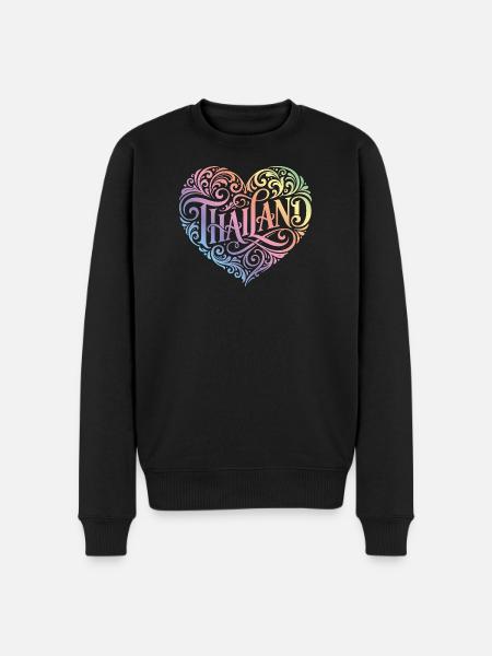Thailand Herz Bunt - Männer Premium Bio Pullover - Schwarz