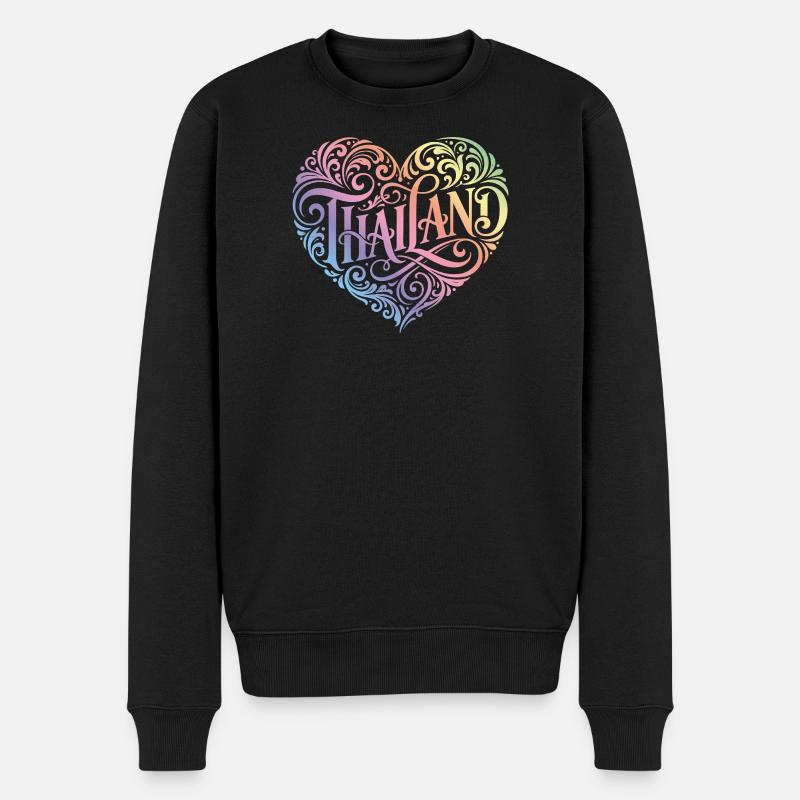Thailand Herz Bunt - Männer Premium Bio Pullover - Schwarz