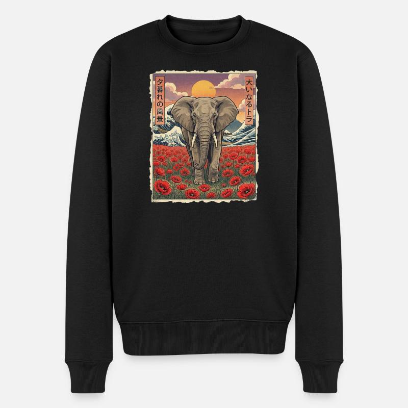 Elefant Kawaii - Männer Premium Bio Pullover - Schwarz