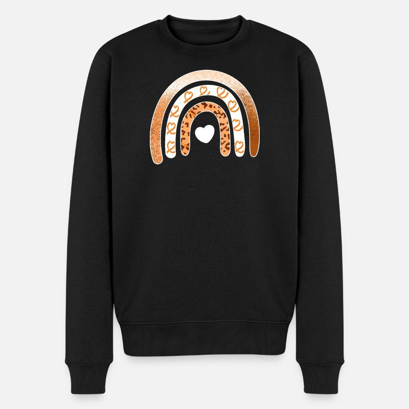 Leopard-Regenbogenherz-Arc - Männer Premium Bio Pullover - Schwarz