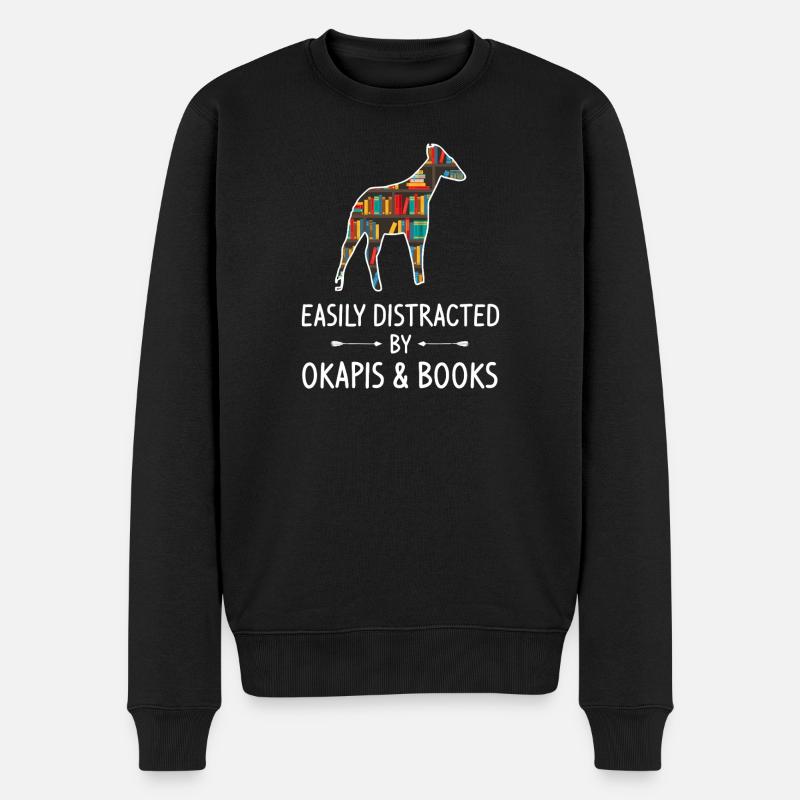 Bücher-Esel-Bibliothek Silhouette - Männer Premium Bio Pullover - Schwarz