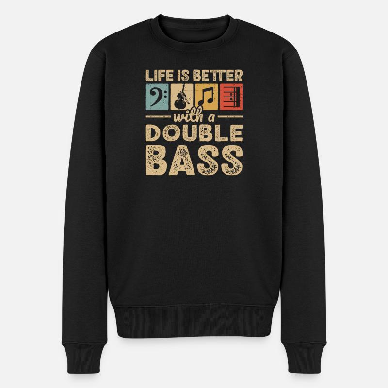 Kontrabassspieler Bassist Kontrabass - Männer Premium Bio Pullover - Schwarz