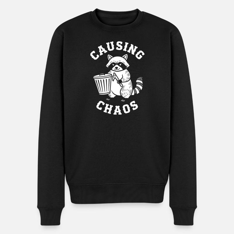 Chaos Waschbär Motif - Männer Premium Bio Pullover - Schwarz