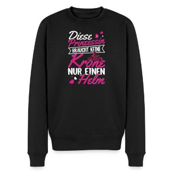 Prinzessin mit Helm statt Krone Motorrad - Männer Premium Bio Pullover - Schwarz - Vorne - Nico (187cm)