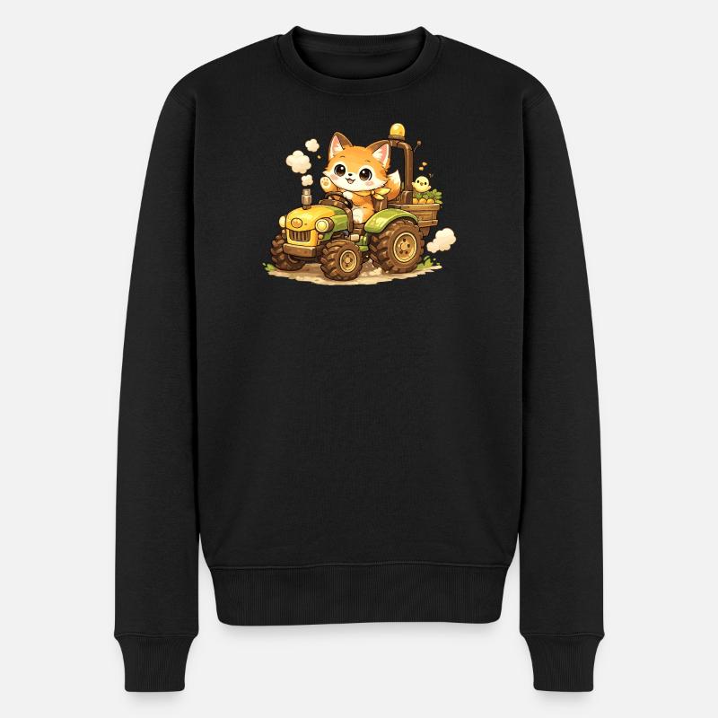 Renard sur le tracteur - Pull Premium bio Homme - noir