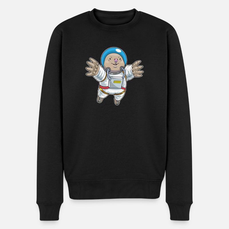 Maulwurf Astronaut Weltraum - Männer Premium Bio Pullover - Schwarz