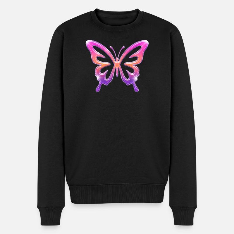 Dégradé de papillons néon - Pull Premium bio Homme - noir