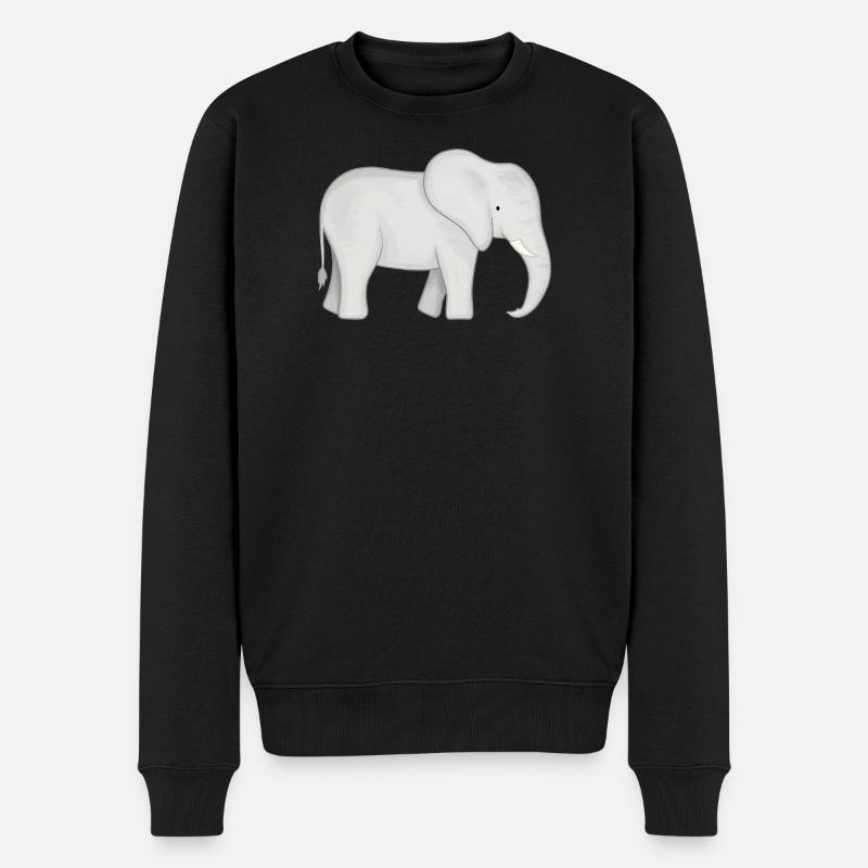 Weißer Elefant Zeichnung - Männer Premium Bio Pullover - Schwarz