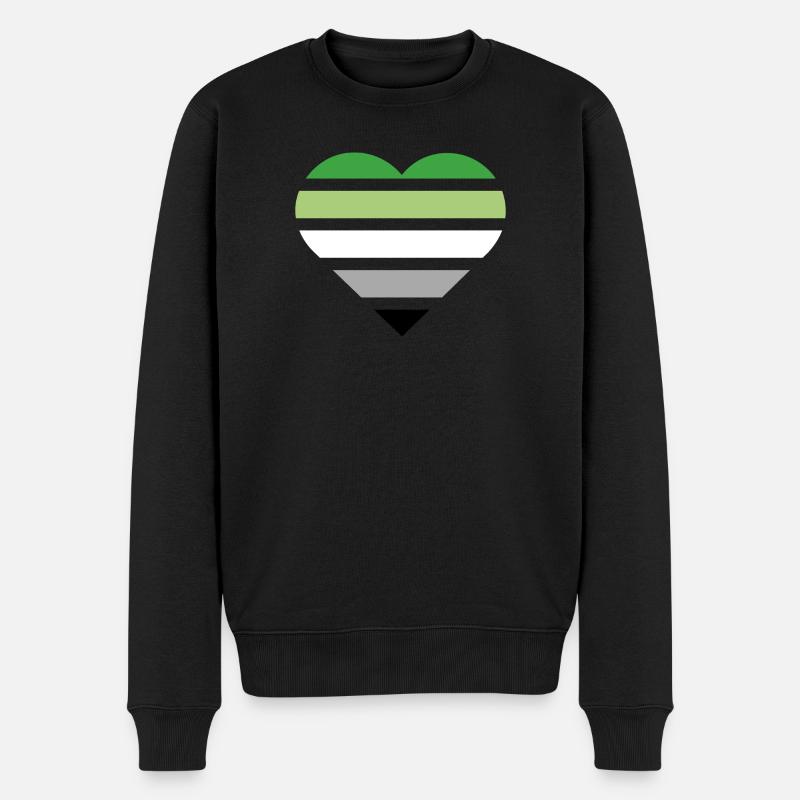 Pride Flag Heart · Aromantic - Männer Premium Bio Pullover - Schwarz