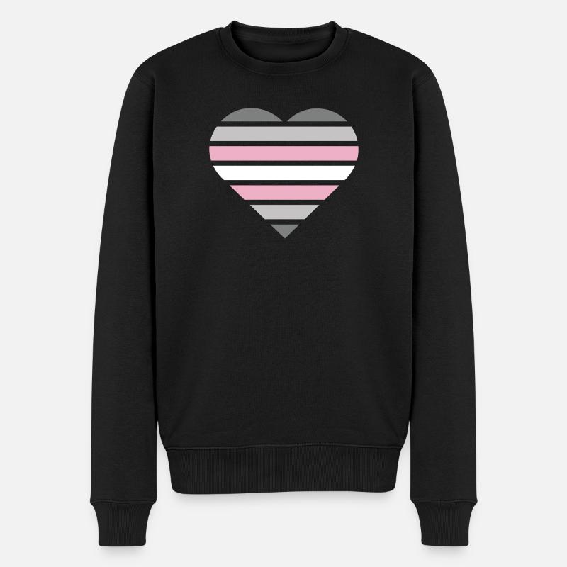 Pride Flag Heart · Demigirl - Männer Premium Bio Pullover - Schwarz