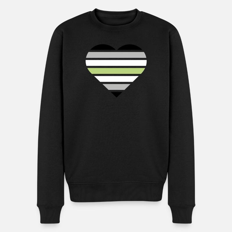 Pride Flag Heart · Agender - Männer Premium Bio Pullover - Schwarz