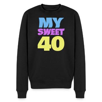 40er Farbexplosion Logo - Männer Premium Bio Pullover - Schwarz - Vorne - Nico (187cm)