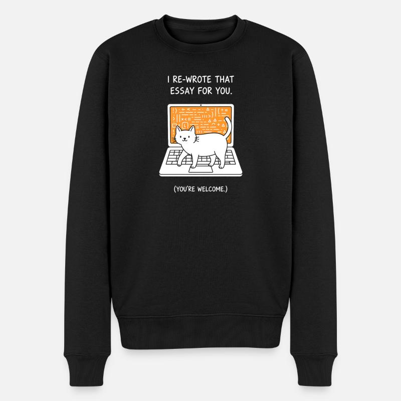 Katzenschreiber am Laptop - Männer Premium Bio Pullover - Schwarz