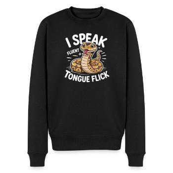 Langue Fluide | Humour du Python Roi - Pull Premium bio Homme - noir - Devant - Nico (187cm)