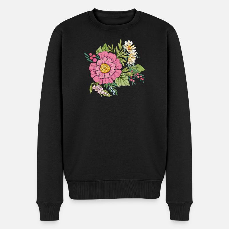  Blumenbild - Männer Premium Bio Pullover - Schwarz