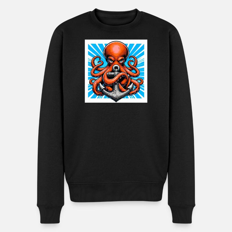 Un Poulpe embrasse une Ancre - Pull Premium bio Homme - noir