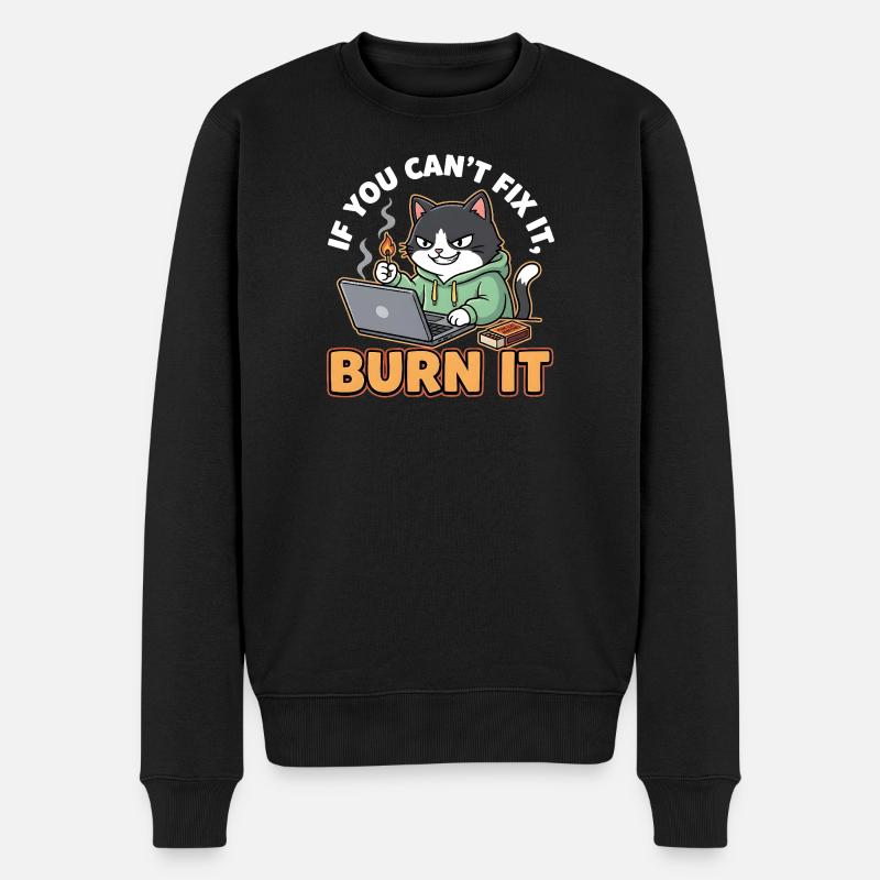 Burn It – Lustiger Spruch für Programmierer - Männer Premium Bio Pullover - Schwarz