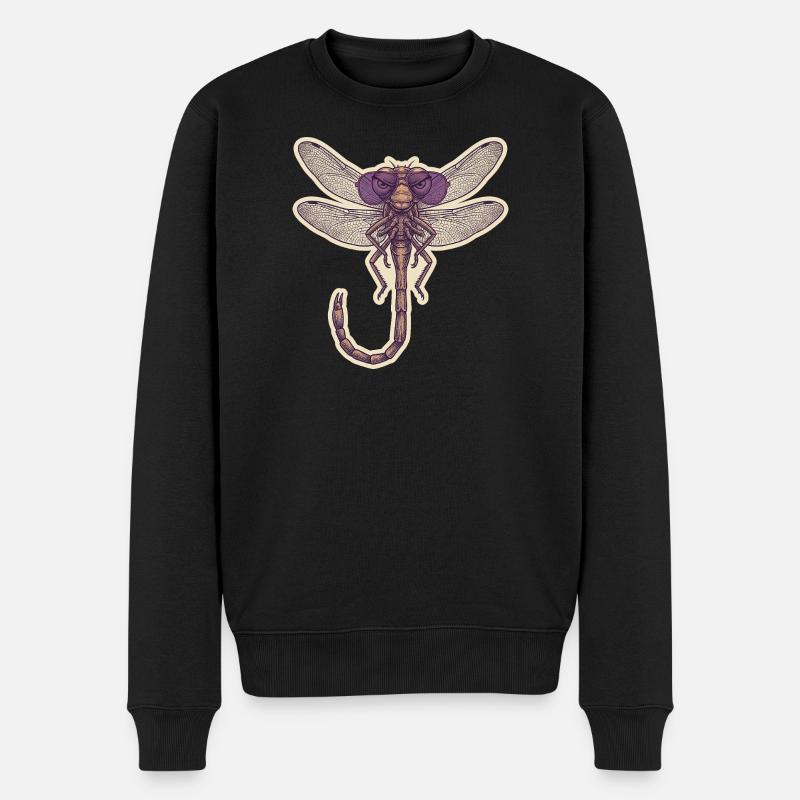 Coole Libelle - Männer Premium Bio Pullover - Schwarz