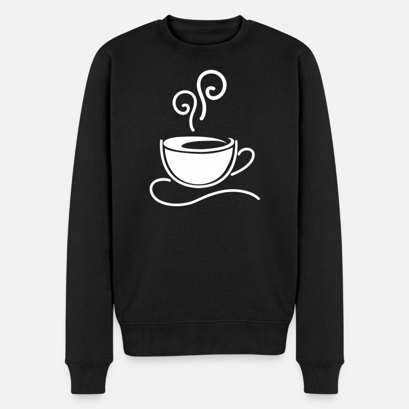Kaffeetasse Skizzenlinie Dampf - Männer Premium Bio Pullover - Schwarz