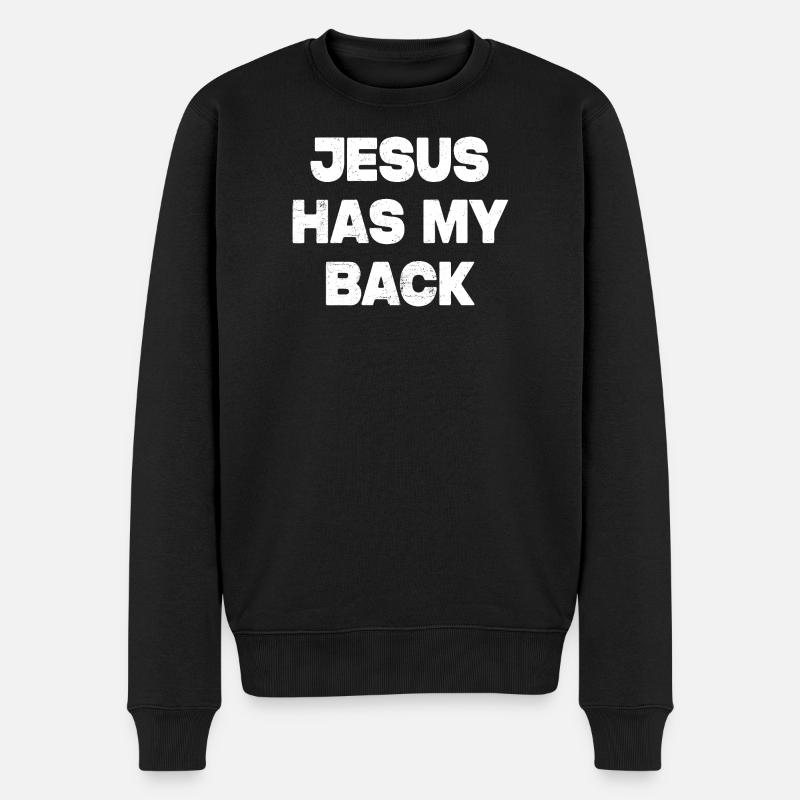 Jesus Has My Back - Männer Premium Bio Pullover - Schwarz