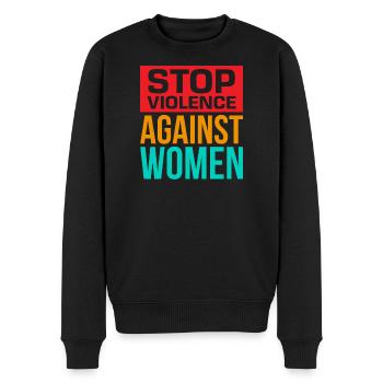 Gewalt gegen Frauen stoppen - Männer Premium Bio Pullover - Schwarz - Vorne - Nico (187cm)